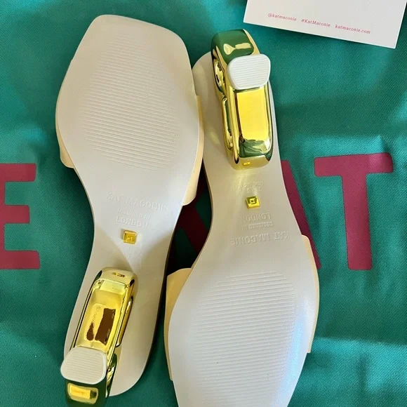 Gold and Cream Heart Heel Sandals - Picture 8 of 11